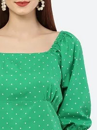 Style House Trendy Women's Green Color Printed Crepe Top-thumb3
