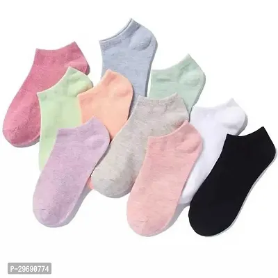 Stylish Solid Cotton Sock for Women, Pack of 5 Pairs