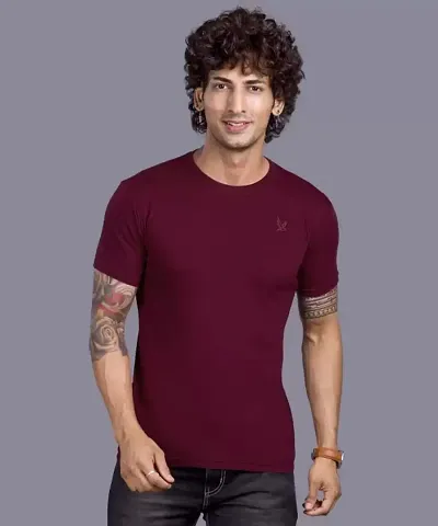 Madfrog Men's Cotton Solid Regular Fit T-Shirt