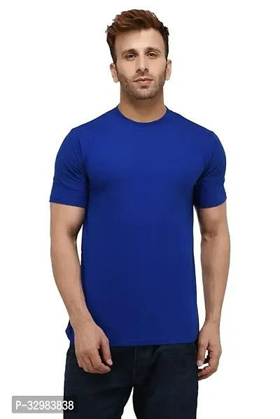 Trendy Cotton Solid Round Neck Short Sleeves Tees For Men-thumb0