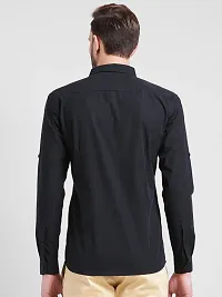 Being Fab Black Cotton Solid Slim Fit Casual Shirt-thumb2