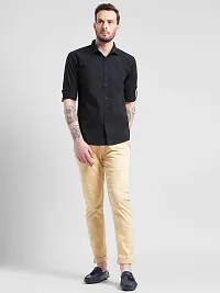 Being Fab Black Cotton Solid Slim Fit Casual Shirt-thumb3