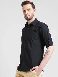 Being Fab Black Cotton Solid Slim Fit Casual Shirt-thumb4