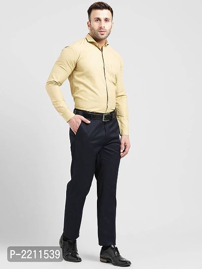 Being Fab Yellow Cotton Blend Solid Slim Fit Casual Shirt-thumb2