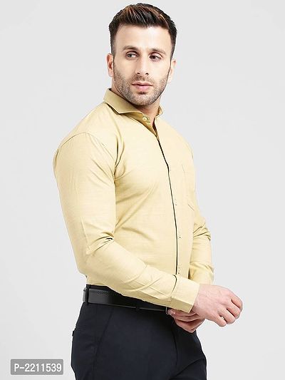 Being Fab Yellow Cotton Blend Solid Slim Fit Casual Shirt-thumb4