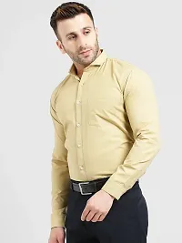 Being Fab Yellow Cotton Blend Solid Slim Fit Casual Shirt-thumb4