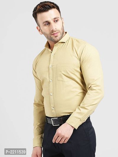 Being Fab Yellow Cotton Blend Solid Slim Fit Casual Shirt-thumb5