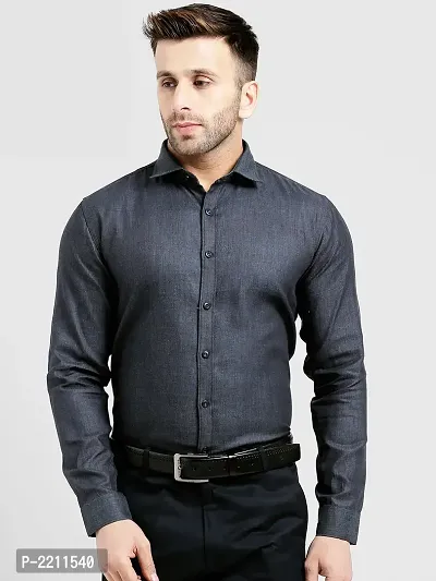 Being Fab Black Cotton Blend Solid Slim Fit Casual Shirt-thumb0