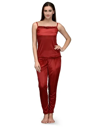 Satin Solid Top Pyjama Set