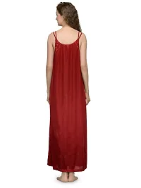 Maroon Satin Solid Long Nighty-thumb2