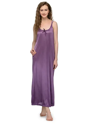 Tiash Women's Ankle Length Satin Nighty-S