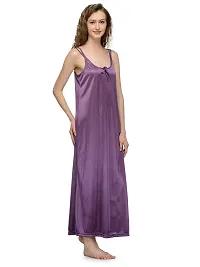 Purple Satin Solid Long Nighty-thumb1