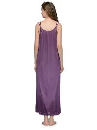 Purple Satin Solid Long Nighty-thumb2