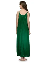 Green Satin Solid Long Nighty-thumb2