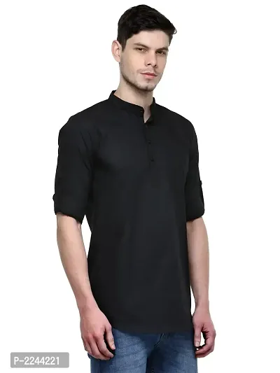 Black Solid Stylish Short Length Kurta-thumb2