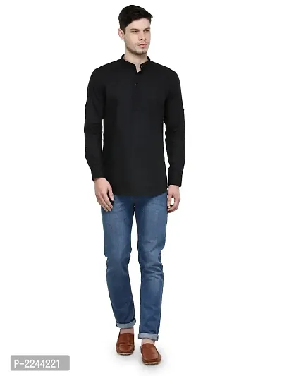 Black Solid Stylish Short Length Kurta-thumb4