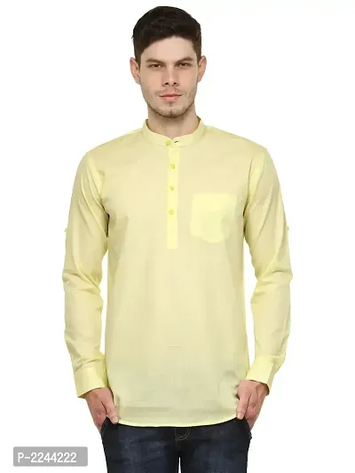 Yellow Solid Stylish Short Length Kurta