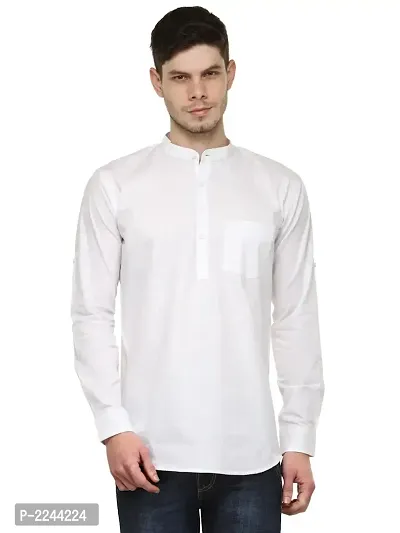 White Solid Stylish Short Length Kurta-thumb0