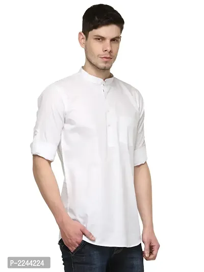 White Solid Stylish Short Length Kurta-thumb2