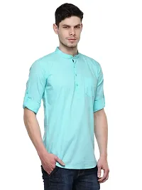 Turquoise Solid Stylish Short Length Kurta-thumb1