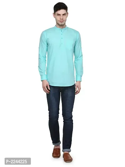 Turquoise Solid Stylish Short Length Kurta-thumb4