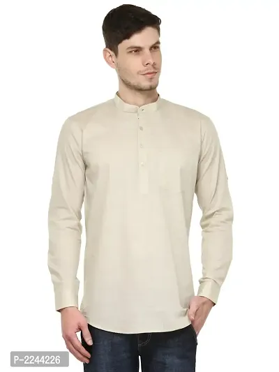 Beige Solid Stylish Short Length Kurta-thumb0