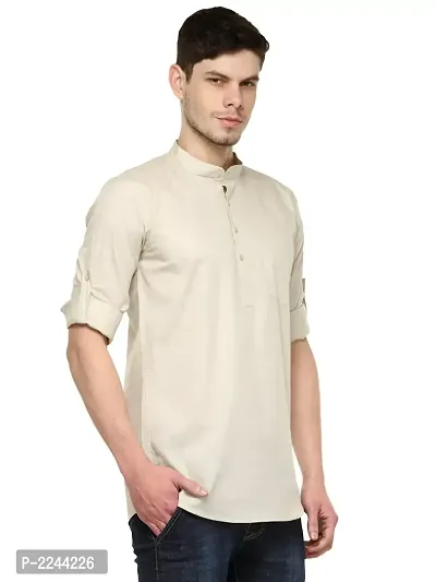 Beige Solid Stylish Short Length Kurta-thumb2