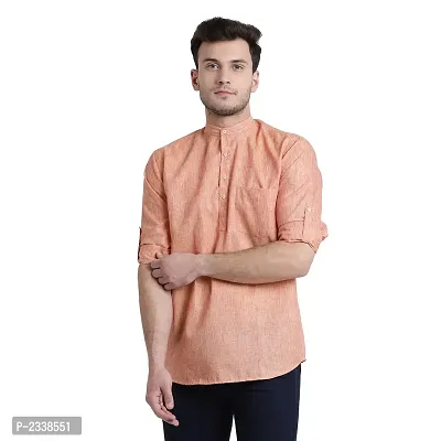 Orange Cotton Solid Kurta