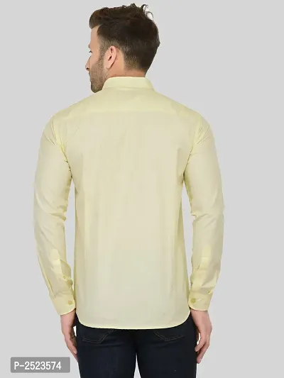 Yellow Solid Cotton Blend Slim Fit Formal Shirt-thumb3