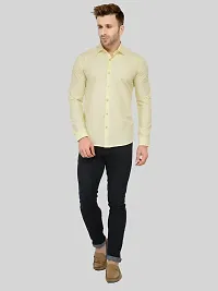 Yellow Solid Cotton Blend Slim Fit Formal Shirt-thumb3