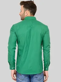Green Solid Cotton Blend Slim Fit Formal Shirt-thumb2