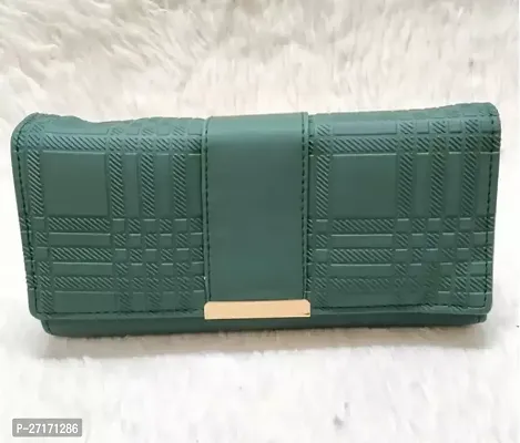 Stylish Green PU Solid Two Fold For Women