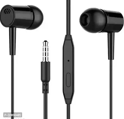 Stylish Black Headphones In-ear  Wired - 3.5 MM Single Pin-thumb0