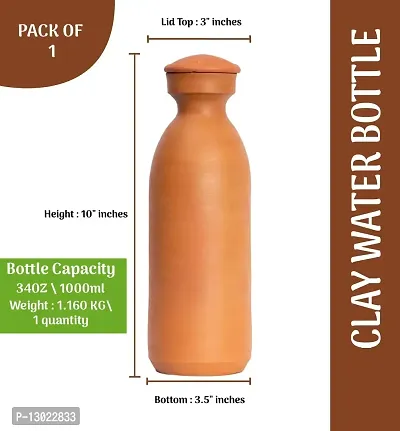 Village Decor Terracotta Brown color water bottle with lid 1000 ML - pack of 1-thumb4