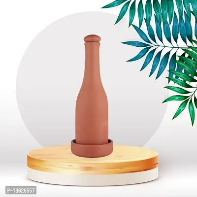 Village Decor Terracotta water bottle with lid 1000 ML (Bottle with bottom tray-800ML)-thumb2