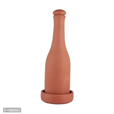 Village Decor Terracotta water bottle with lid 1000 ML (Bottle with bottom tray-800ML)