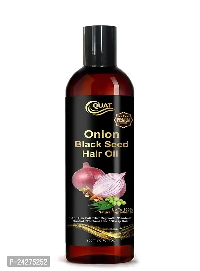 Quat Effective Onion Black Seed Hair Oil for Hair Growth, Dandruff Control, Thickness Hair, Glossy Hair (200 ml)
