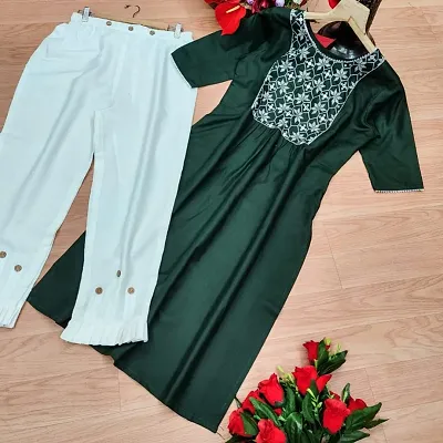 Best Selling !! Trendy Cotton Kurtis with Palazzo set for Women