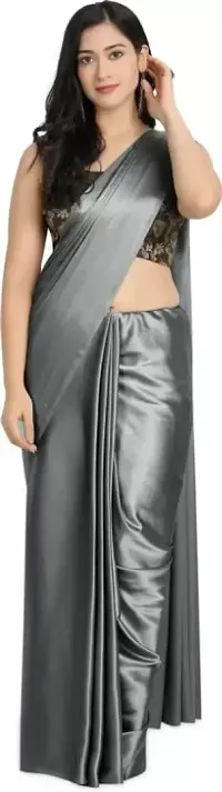 Classic Satin Solid Saree with Blouse piece