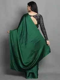 Classic Satin Solid Saree with Blouse piece-thumb1