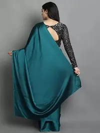 Classic Satin Solid Saree with Blouse piece-thumb1