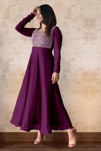 Attractive Georgette Embroidered Gowns For Women