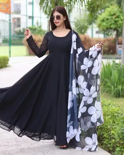 Fancy Georgette Kurtas With Dupatta For Women