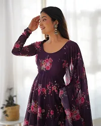 Elegant Purple Georgette Printed Kurti With Dupatta For Women-thumb4