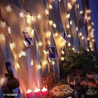 ANY LIGHTS Snowflakes Light 16 LED Battery Operated Decorative Snowflake String LED Lights for Diwali Christmas Wedding Lights, Lights for Window.-thumb2