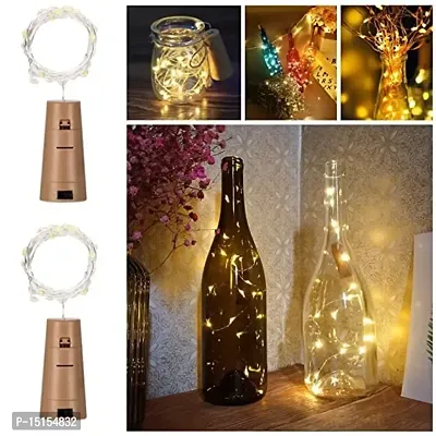 ANY LIGHTS 20 Wine Bottle Led Lights with Cork Copper Wire Lights - 2M Battery Operated Fairy Light for Diwali, Christmas, Birthday Decorations Items, New Years (Warm White) - Set of 2-thumb0