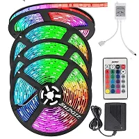 ANY LIGHTS RGB LED Strip with 5 Mode Remote Key w Flash Strobe Fade Smooth one Adapter (Pack of 1,Corded Electric,Plastic,Straight)-thumb1