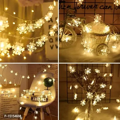 ANY LIGHTS Snowflakes Light 16 LED Battery Operated Decorative Snowflake String LED Lights for Diwali Christmas Wedding Lights, Lights for Window.-thumb5