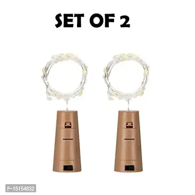 ANY LIGHTS 20 Wine Bottle Led Lights with Cork Copper Wire Lights - 2M Battery Operated Fairy Light for Diwali, Christmas, Birthday Decorations Items, New Years (Warm White) - Set of 2-thumb2