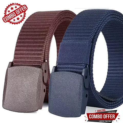 Elegant Nylon Textured Belts For Men- 2 Pieces